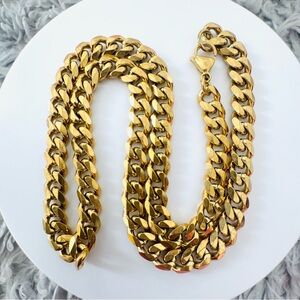 Elegant 14K Gold Plated Cuban Chain 20” Necklace. New